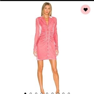 Minkpink dusty rose ruched shirt dress. Size xs